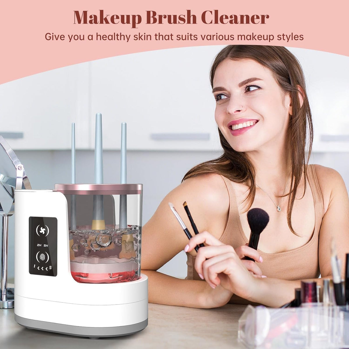 Electric Makeup Brush Cleaner – Automatic Rotating Brush Washing & Dryer