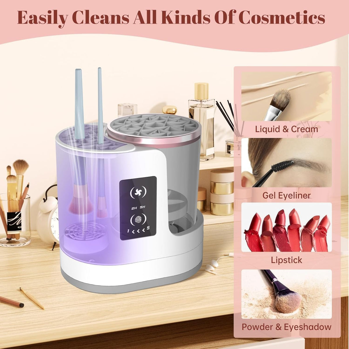 Electric Makeup Brush Cleaner – Automatic Rotating Brush Washing & Dryer