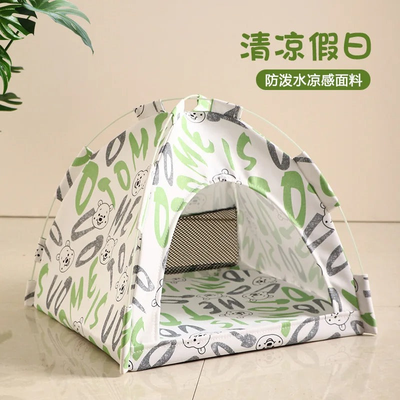 Pet Tent Bed – Semi-Enclosed Cat & Dog Cave with Removable Cushion