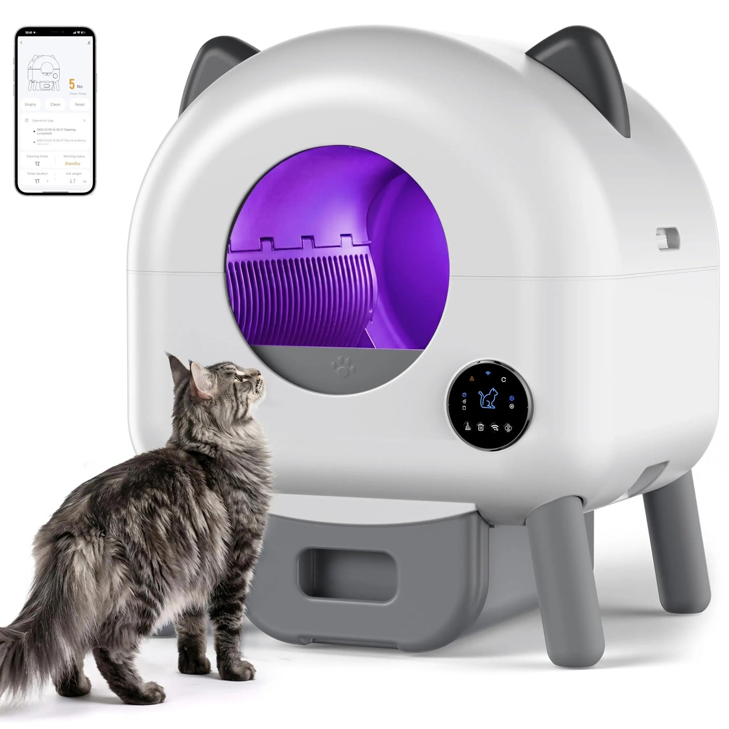 72L Automatic Self-Cleaning Cat Litter Box – App-Controlled, Odor Control