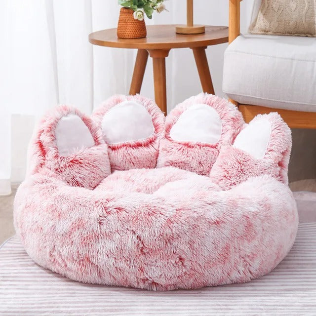 Bear Paw Pet Bed – Soft Fluffy Dog & Cat Sofa Bed