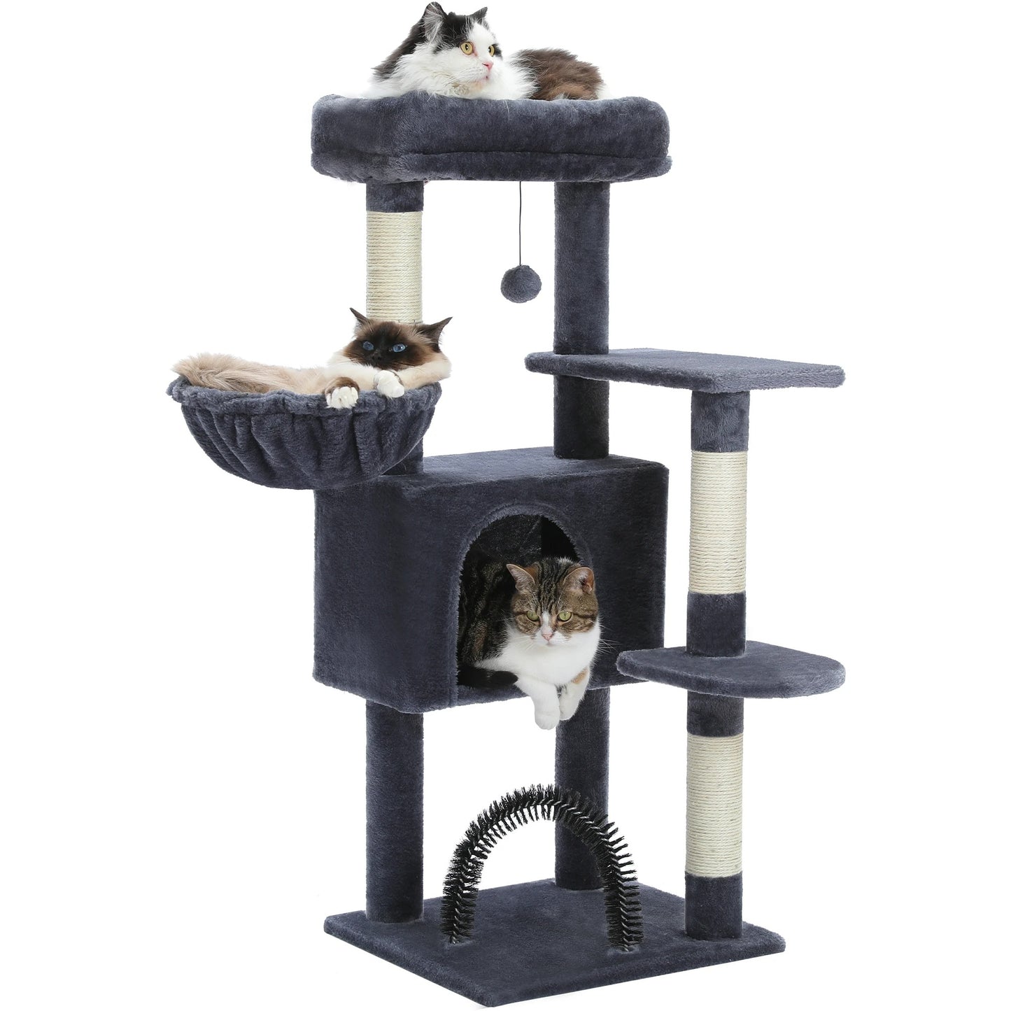 Cat Tree Tower with Plush Perch, Hammock & Sisal Scratching Posts
