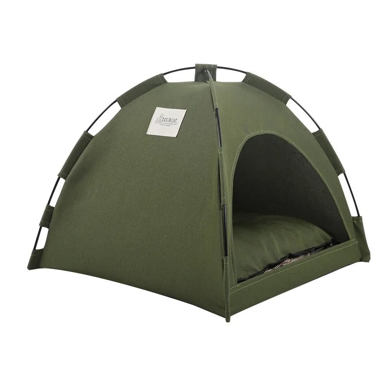Pet Tent Bed – Semi-Enclosed Cat & Dog Cave with Removable Cushion