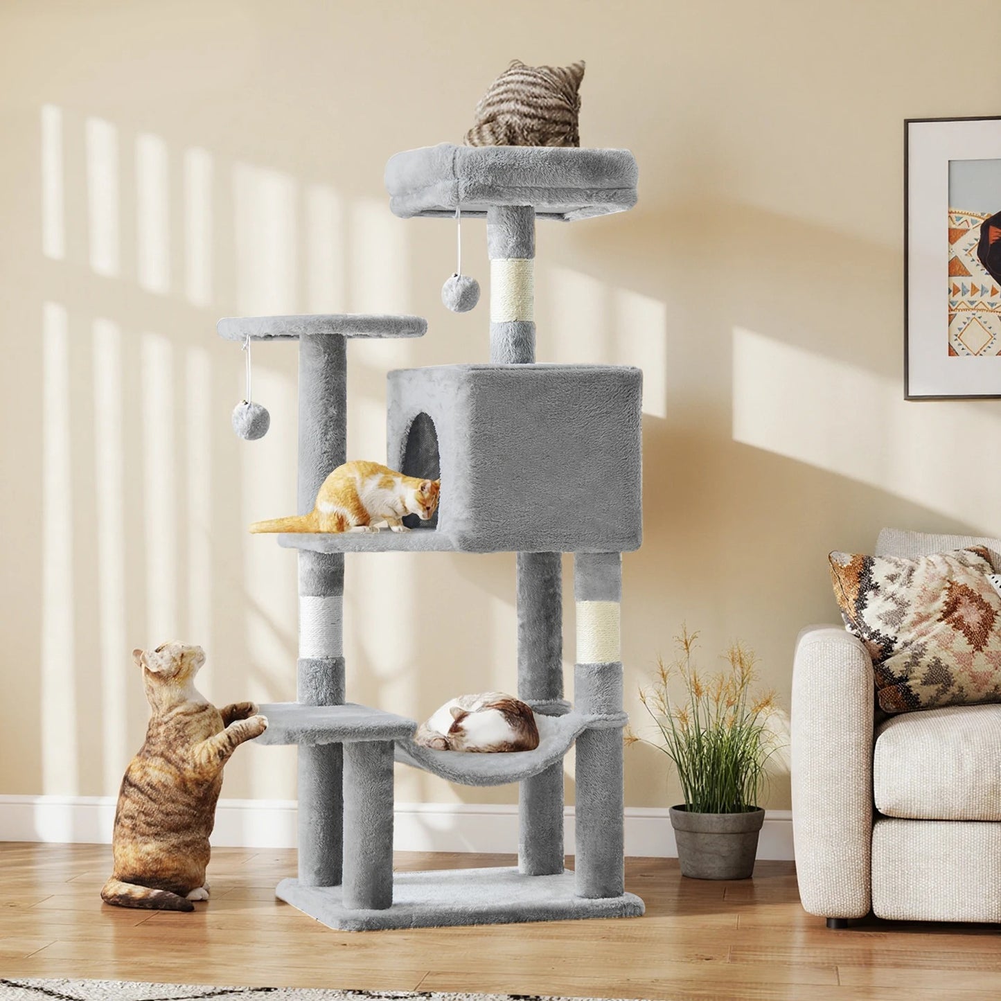 JHK 44-Inch Cat Tree – Multi-Level Cat Tower with Scratching Posts