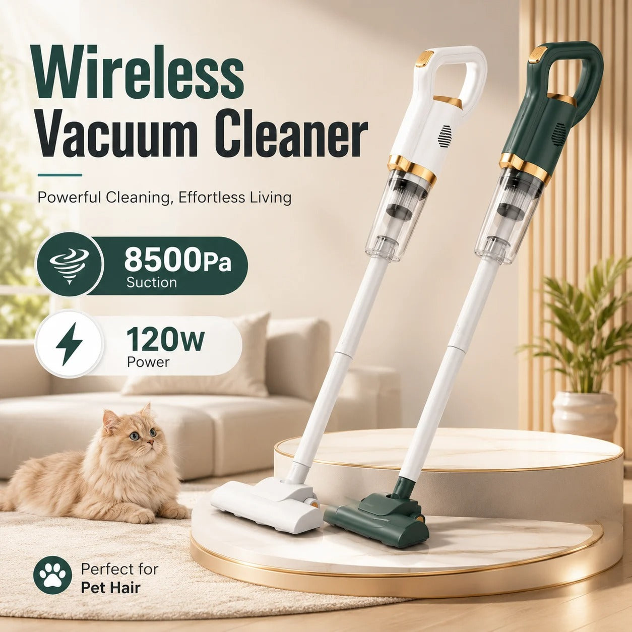 8500Pa Cordless Handheld Vacuum – 120W Portable Car & Home Cleaner