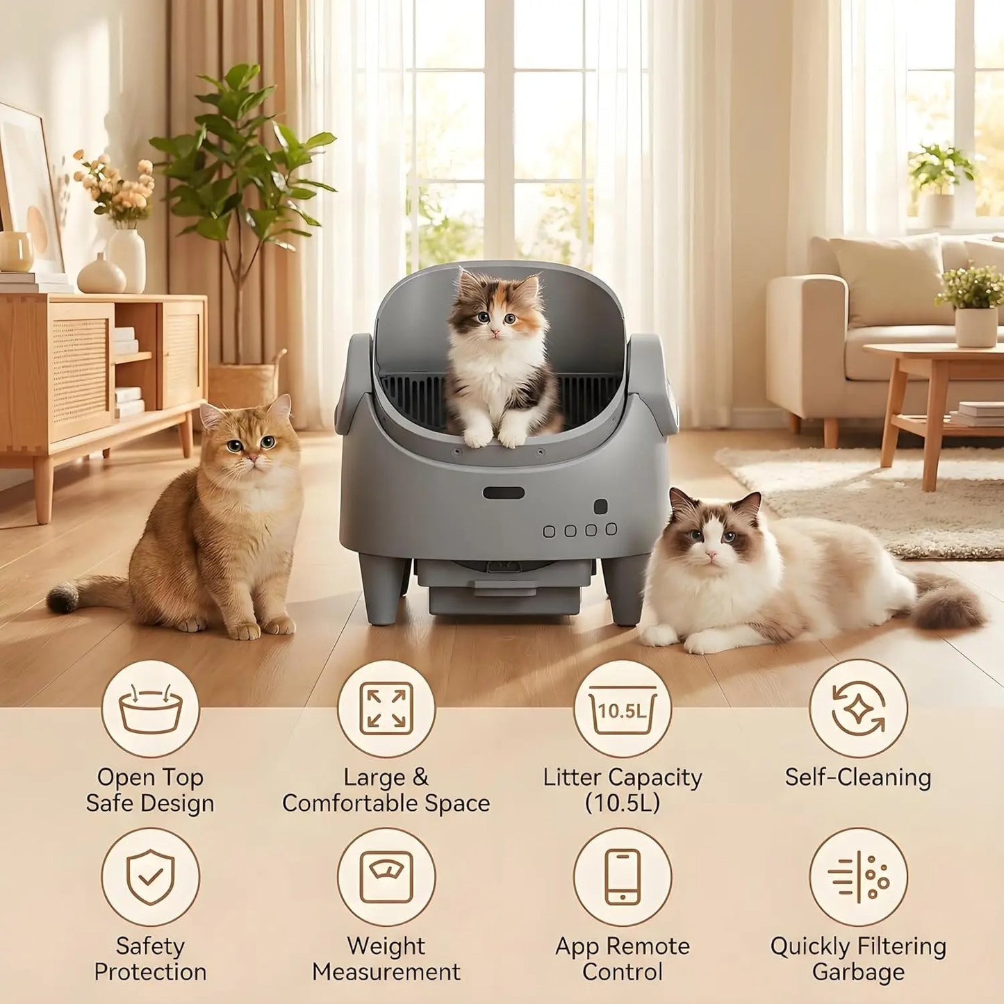 Smart Self-Cleaning Cat Litter Box – App-Controlled Automatic Toilet