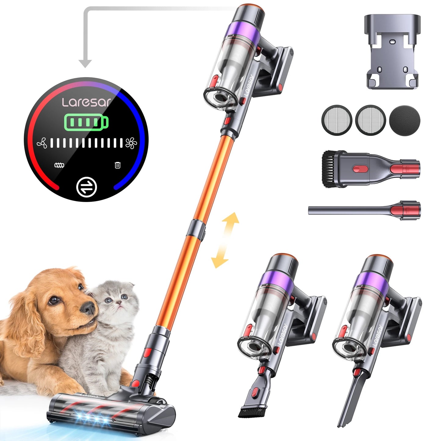 Laresar Elite 8 Cordless Vacuum Cleaner – 450W, 55-Min Runtime