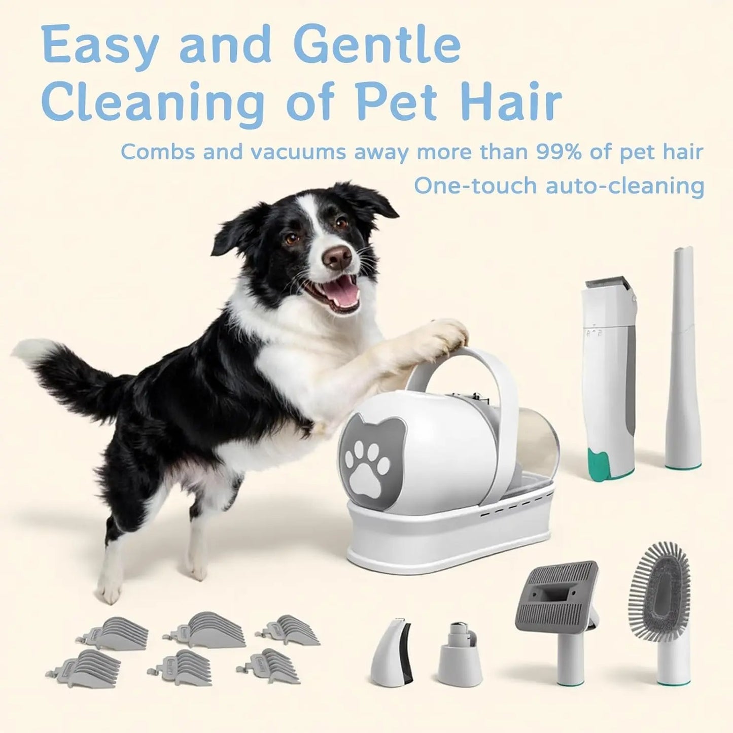7-in-1 Pet Grooming Vacuum Kit – Dog & Cat Hair Remover & Deshedding Tool