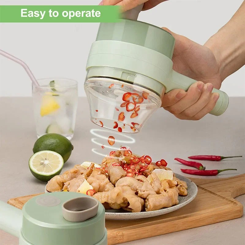4-in-1 Electric Vegetable Chopper – Mini Food Cutter for Garlic, Onion & More