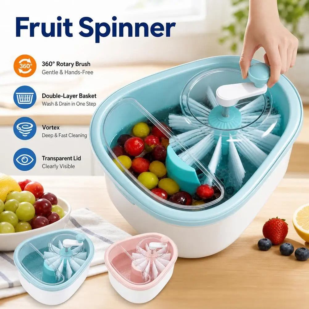 Fruit & Vegetable Washer Spinner – Manual Salad Spinner & Colander