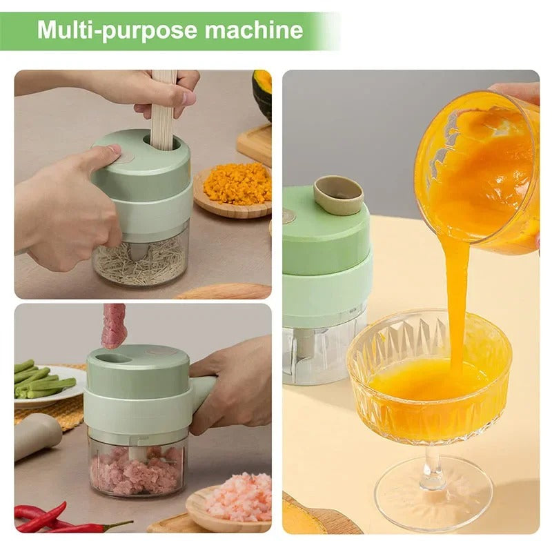 4-in-1 Electric Vegetable Chopper – Mini Food Cutter for Garlic, Onion & More