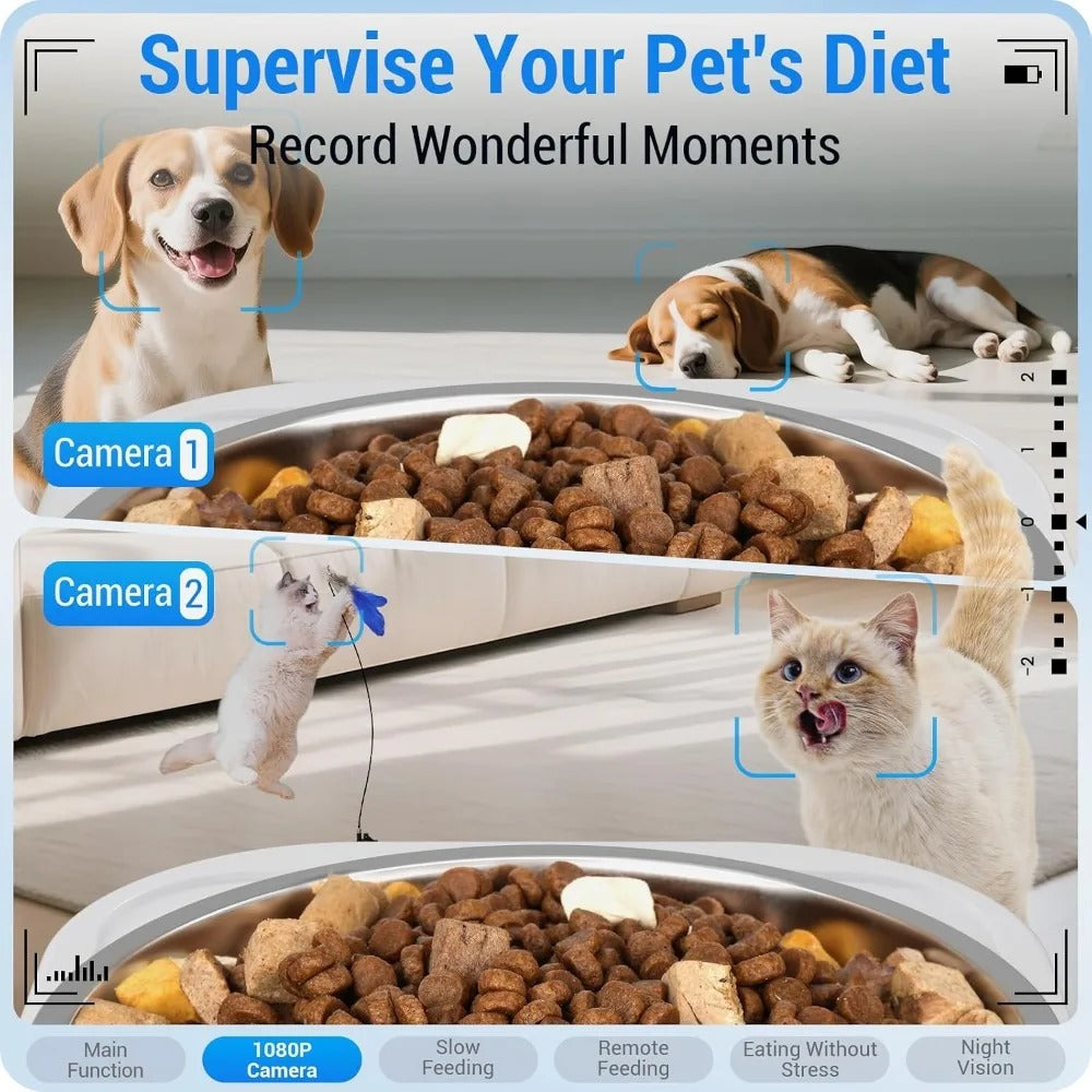 Smart Automatic Pet Feeder with Dual 1080P Cameras – 7L, 5G WiFi