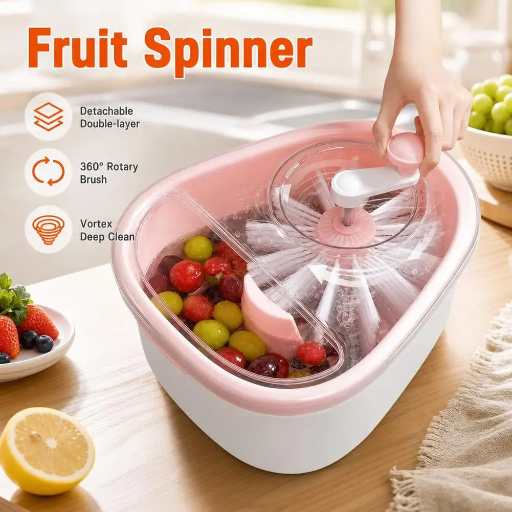 Fruit & Vegetable Washer Spinner – Manual Salad Spinner & Colander