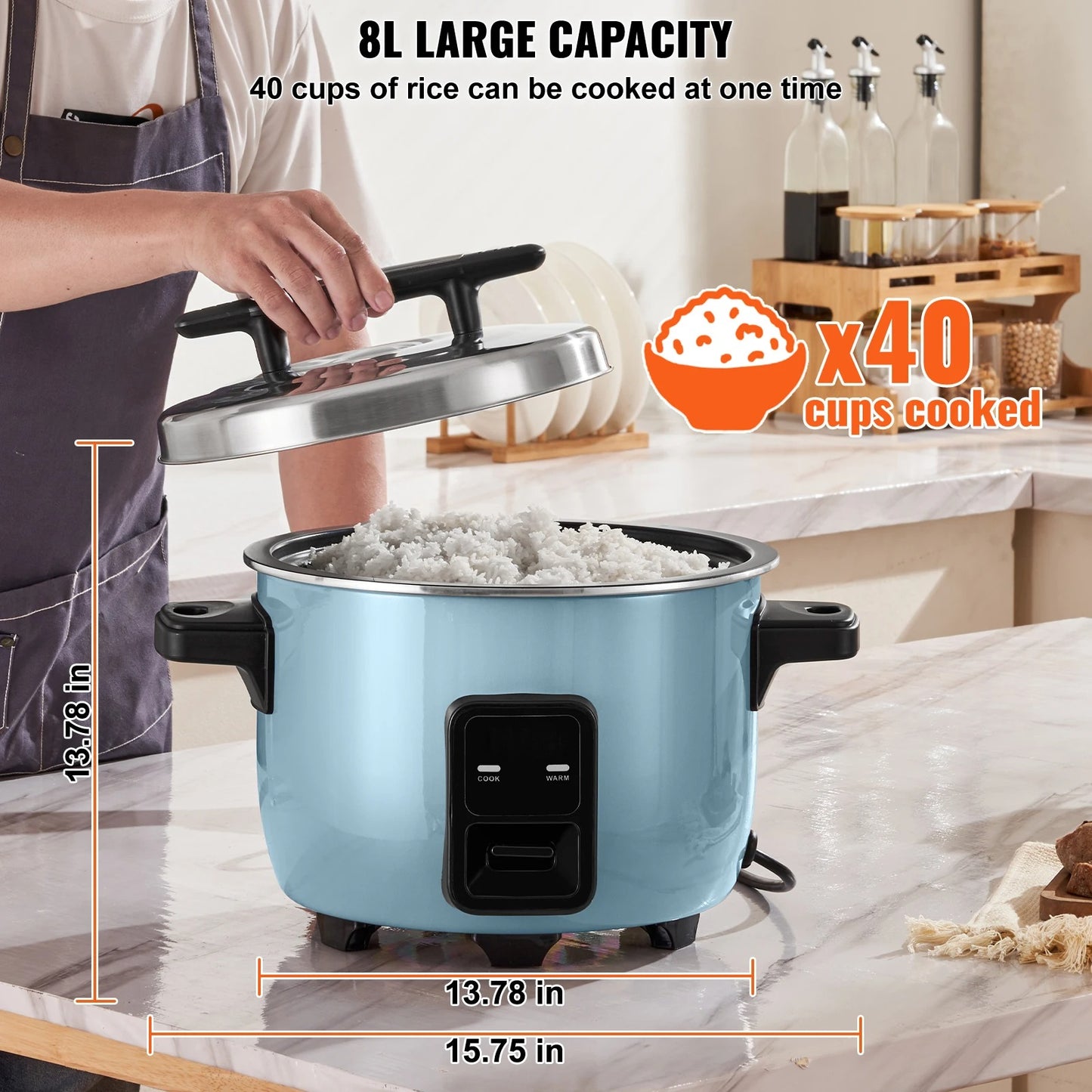 SucceBuy Commercial Rice Cooker – 8L/10L/13L, Nonstick Pot & 24H Keep Warm
