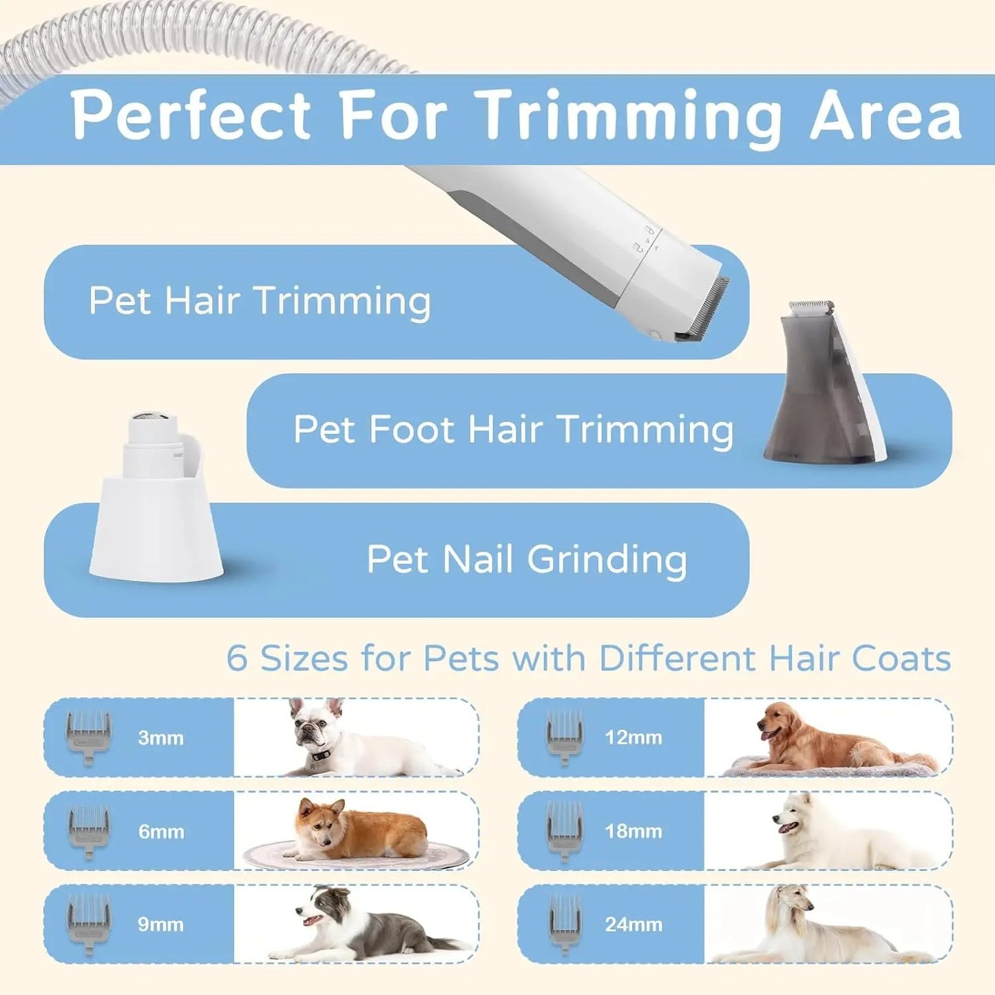 7-in-1 Pet Grooming Vacuum Kit – Dog & Cat Hair Remover & Deshedding Tool