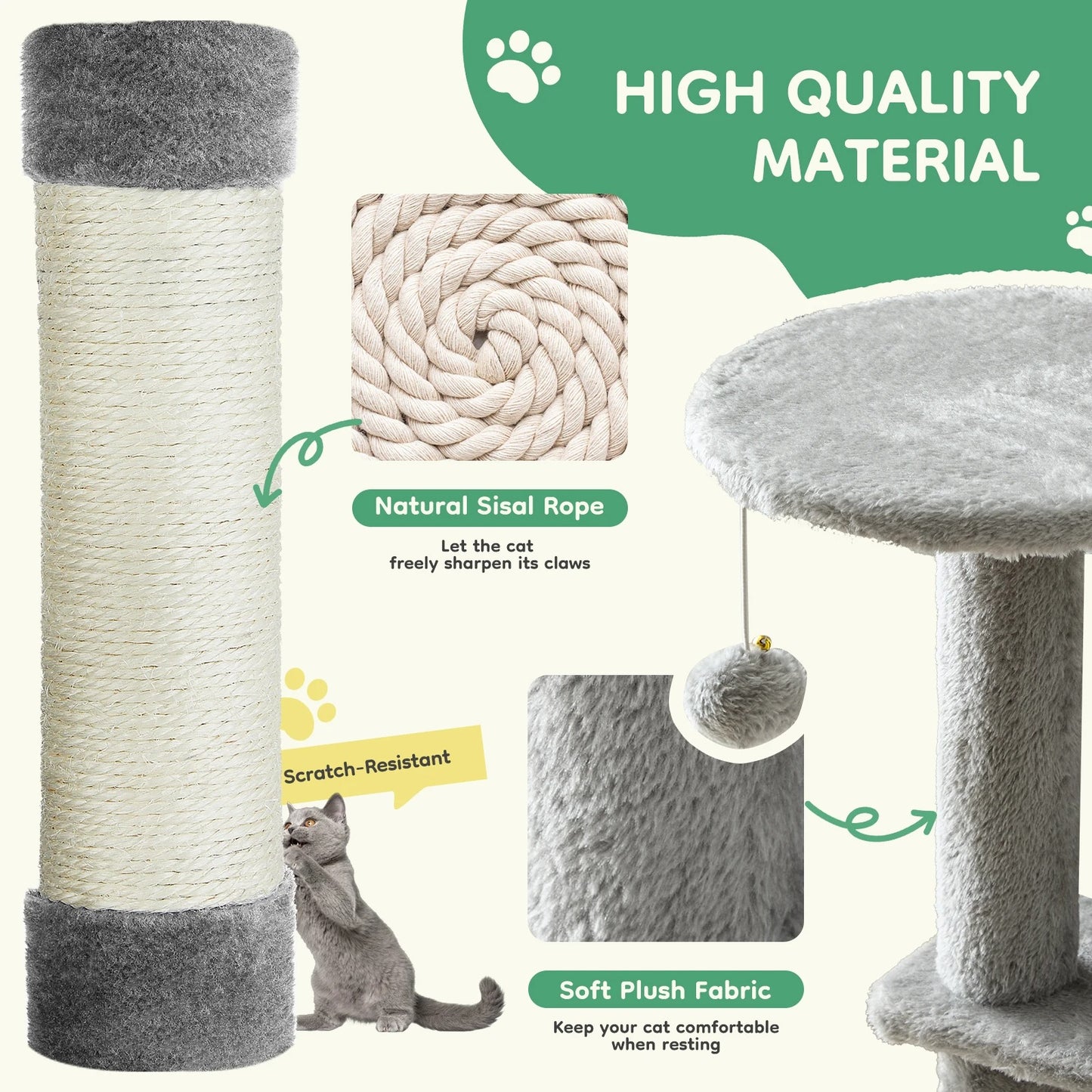 JHK 44-Inch Cat Tree – Multi-Level Cat Tower with Scratching Posts
