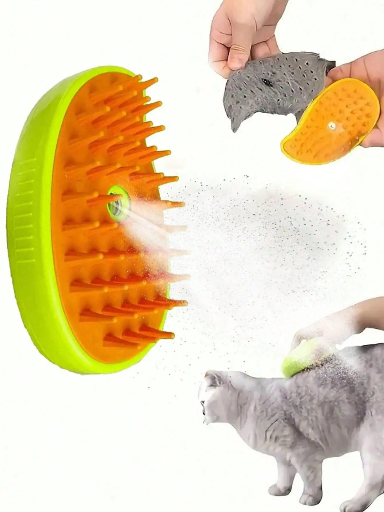 Cat Steam Grooming Brush – Gentle Hair Remover & Deshedding Brush