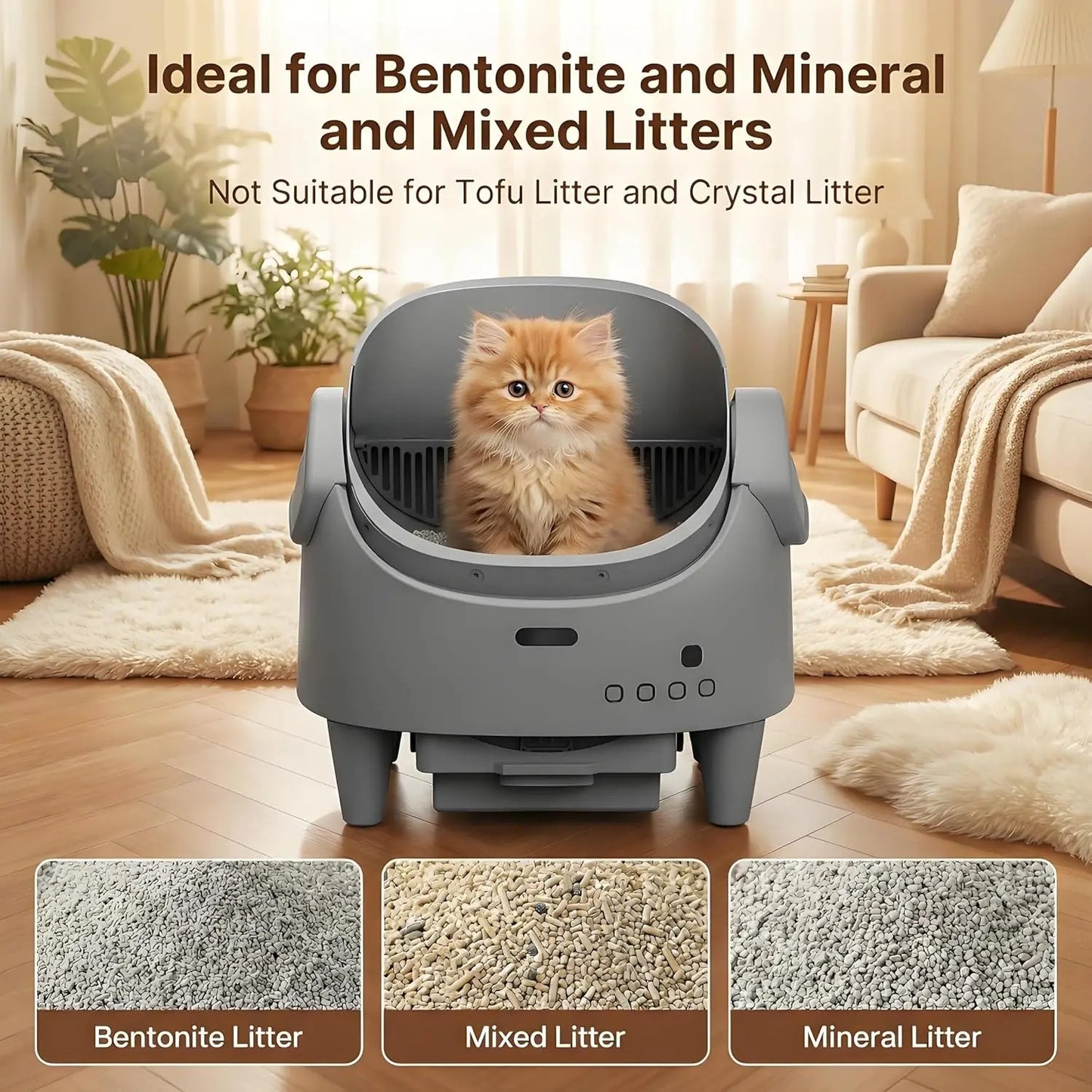 Smart Self-Cleaning Cat Litter Box – App-Controlled Automatic Toilet