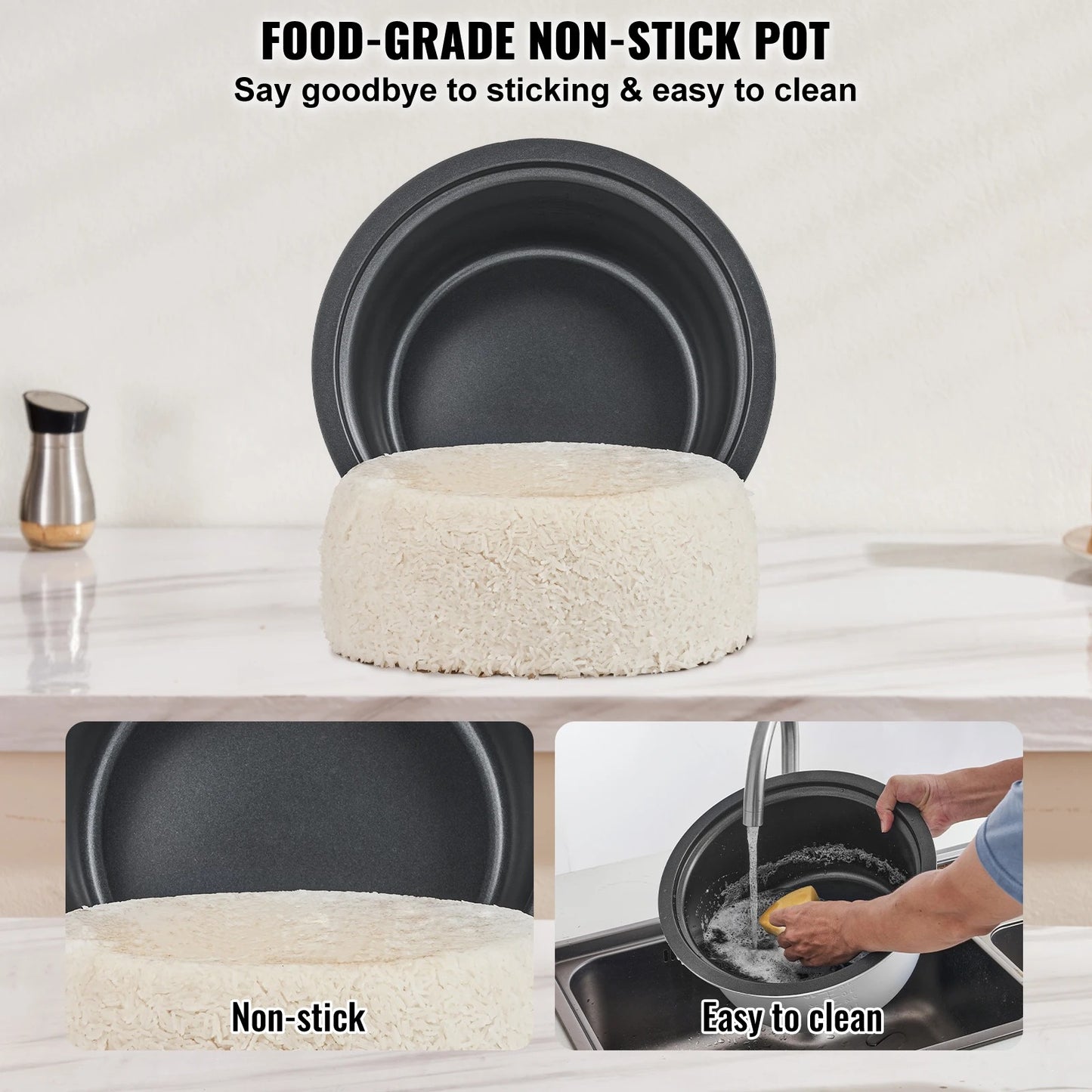 SucceBuy Commercial Rice Cooker – 8L/10L/13L, Nonstick Pot & 24H Keep Warm