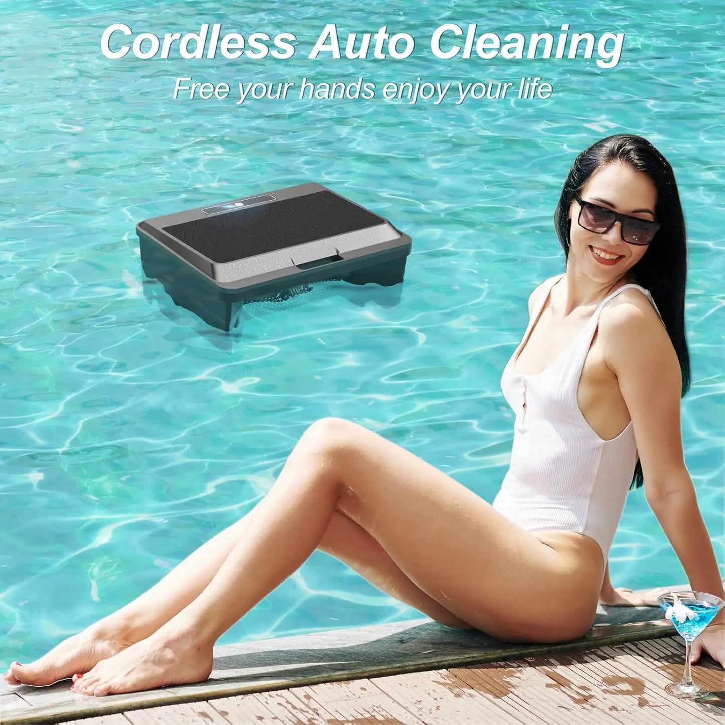 Solar Robotic Pool Cleaner with Remote Control – Automatic Pool Skimmer