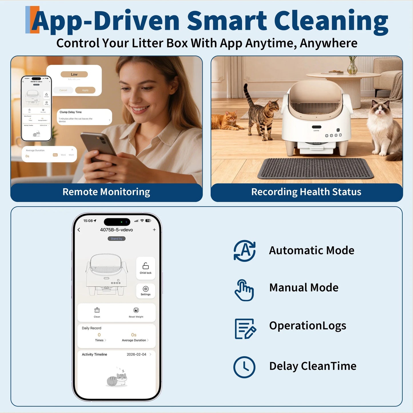 Smart Self-Cleaning Cat Litter Box – App-Controlled Automatic Toilet