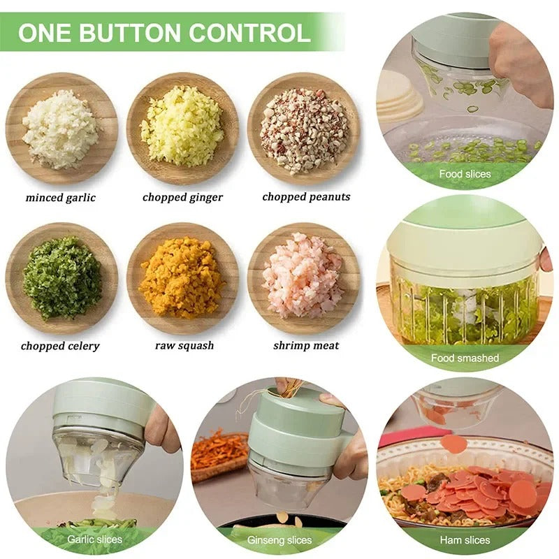 4-in-1 Electric Vegetable Chopper – Mini Food Cutter for Garlic, Onion & More
