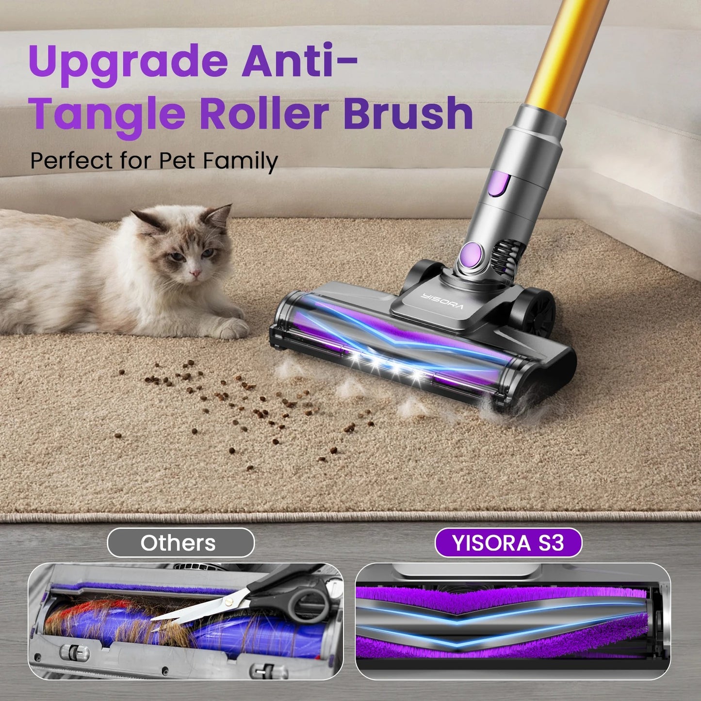 S3P Cordless Stick Vacuum – 40,000Pa Powerful Suction with LED Display
