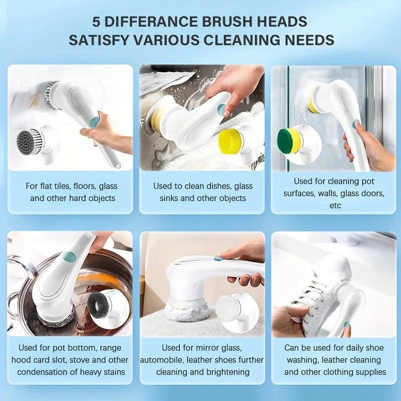 Electric Cleaning Brush – Cordless Scrubber with Brush Head for Kitchen & Bathroom