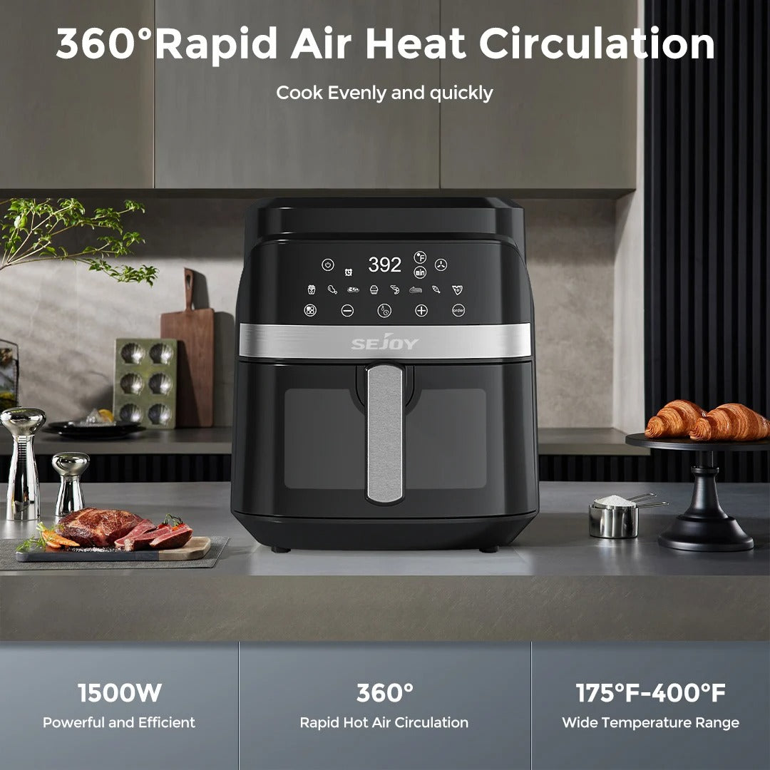 Sejoy 6-Quart 8-in-1 Air Fryer – Roast, Bake, Dehydrate & More