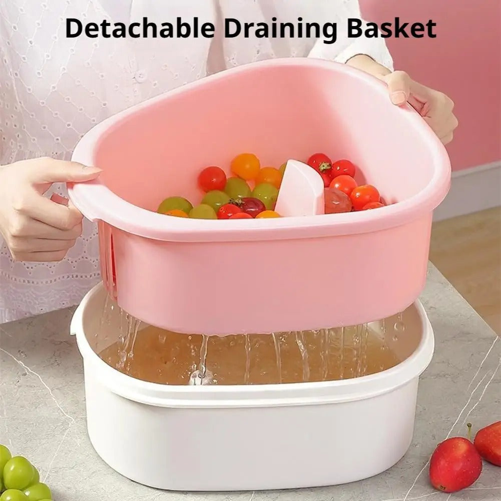 Fruit & Vegetable Washer Spinner – Manual Salad Spinner & Colander