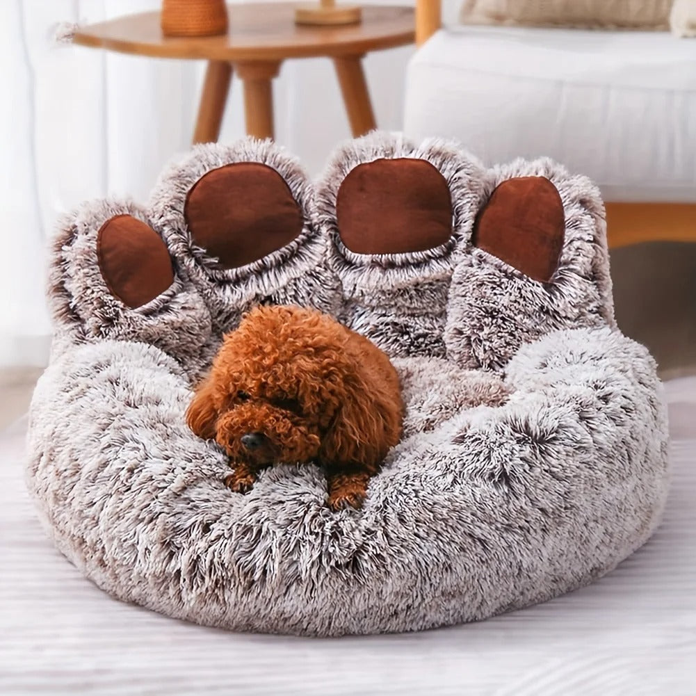 Bear Paw Pet Bed – Soft Fluffy Dog & Cat Sofa Bed