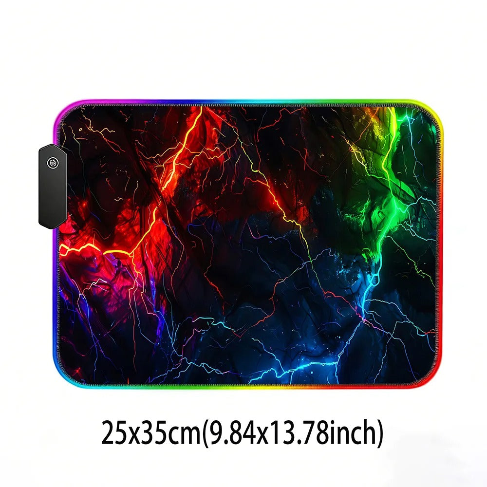 Xxl Gaming Mouse Pad Gamer Rgb An Energy Storm Interwoven With Multi-colored Lightning Back Light Table Mat Led Mousepad Deskmat