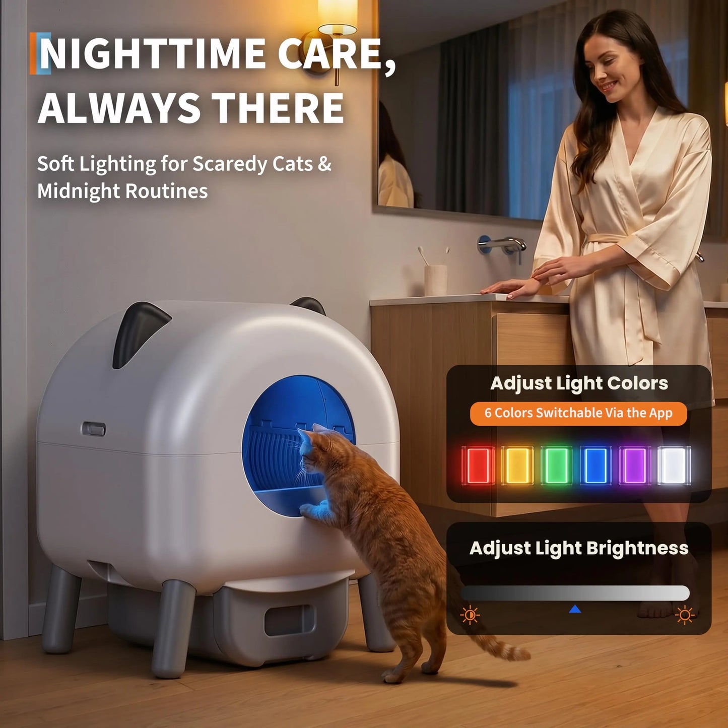 72L Automatic Self-Cleaning Cat Litter Box – App-Controlled, Odor Control