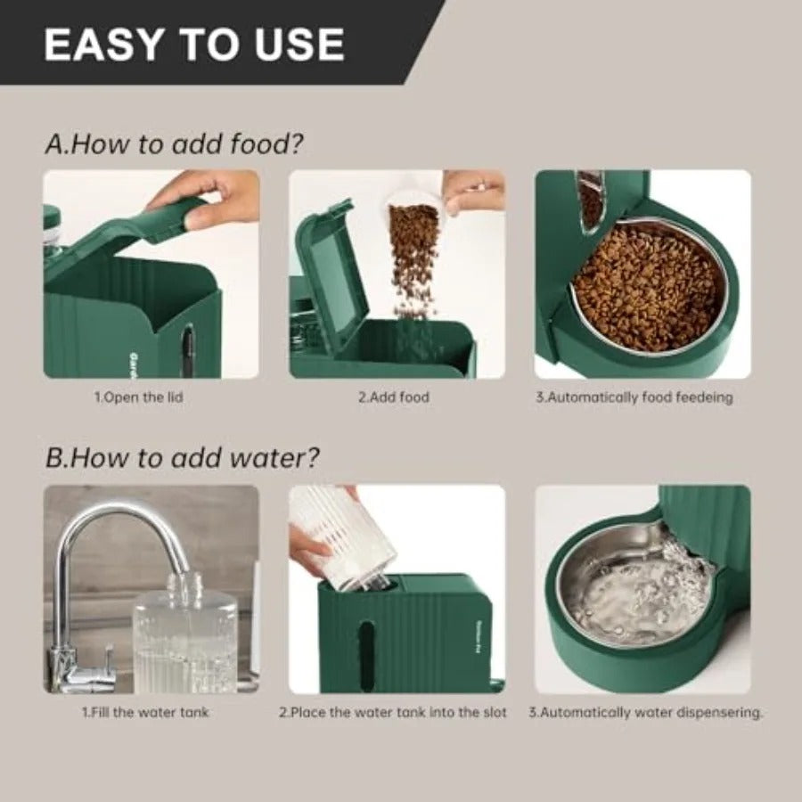 2-in-1 Automatic Gravity Pet Feeder & Water Dispenser – 0.8 Gallon