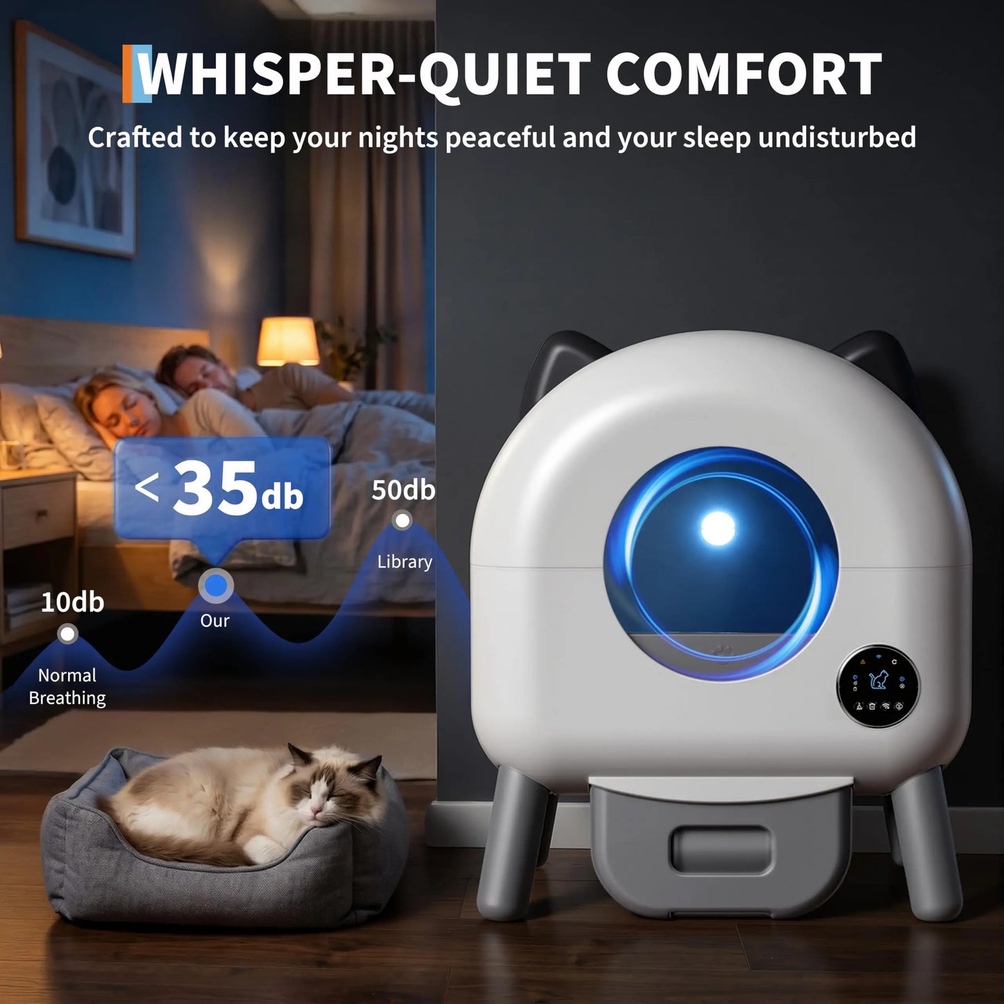 72L Automatic Self-Cleaning Cat Litter Box – App-Controlled, Odor Control