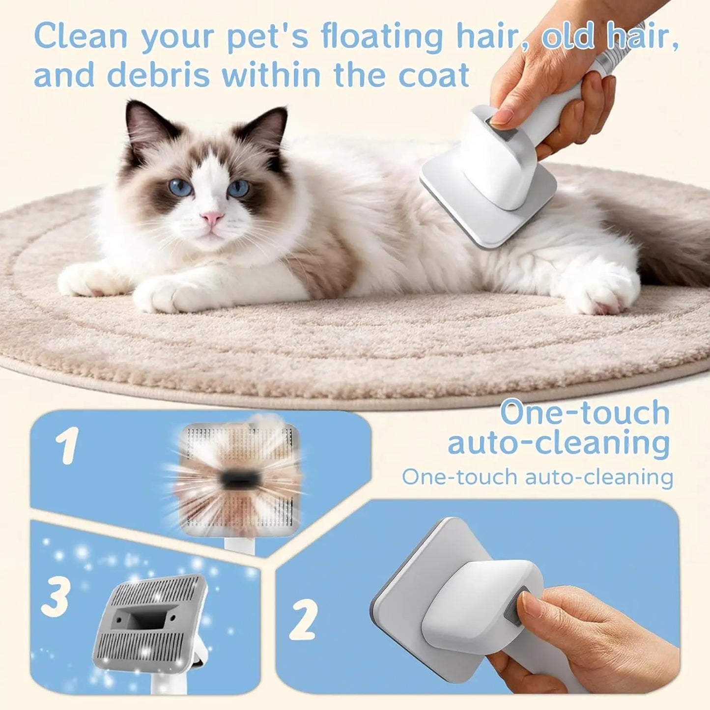 7-in-1 Pet Grooming Vacuum Kit – Dog & Cat Hair Remover & Deshedding Tool