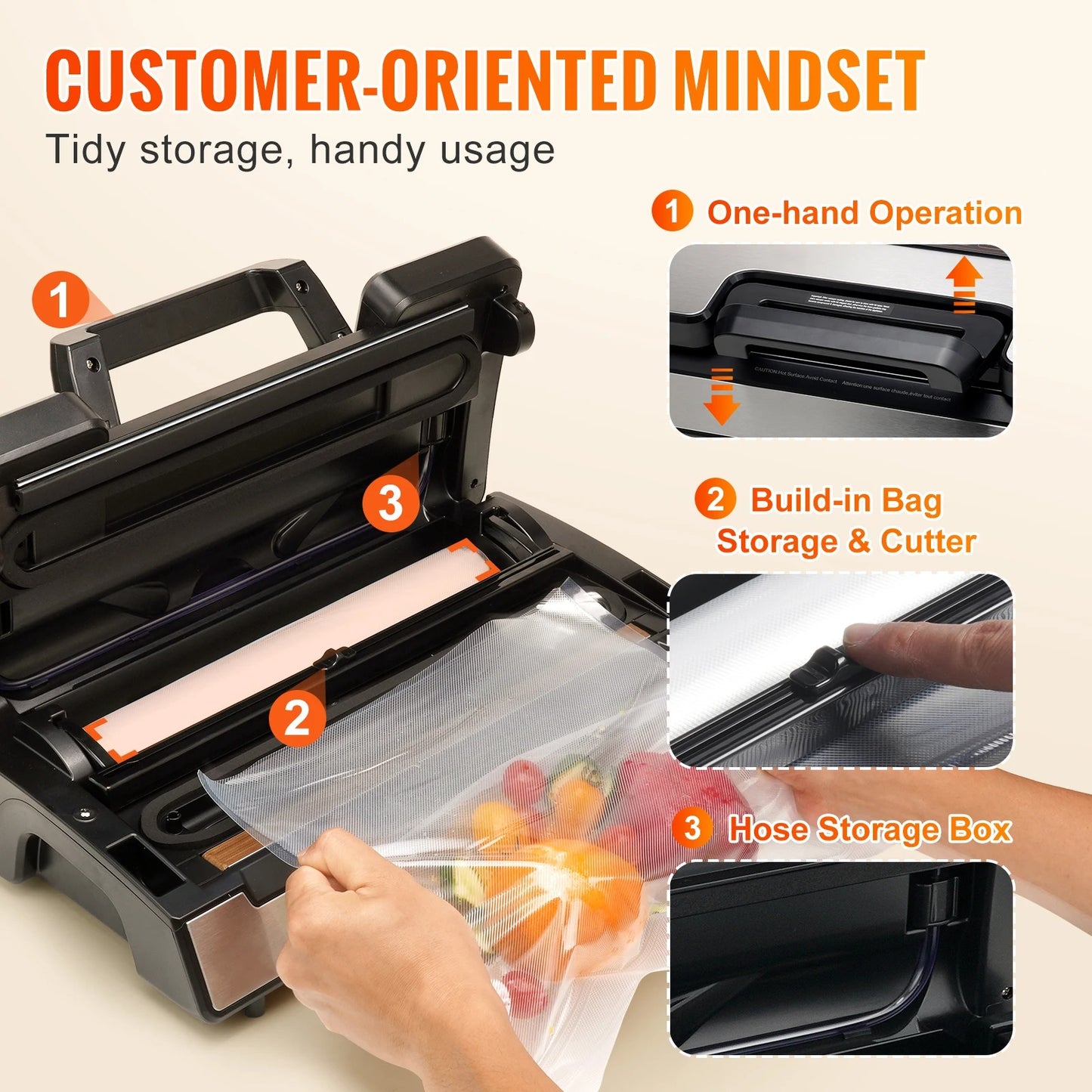 Vacuum Sealer Machine, 130W Food Sealer with 10 Bags