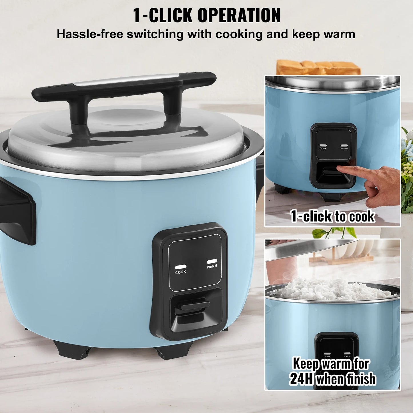 SucceBuy Commercial Rice Cooker – 8L/10L/13L, Nonstick Pot & 24H Keep Warm