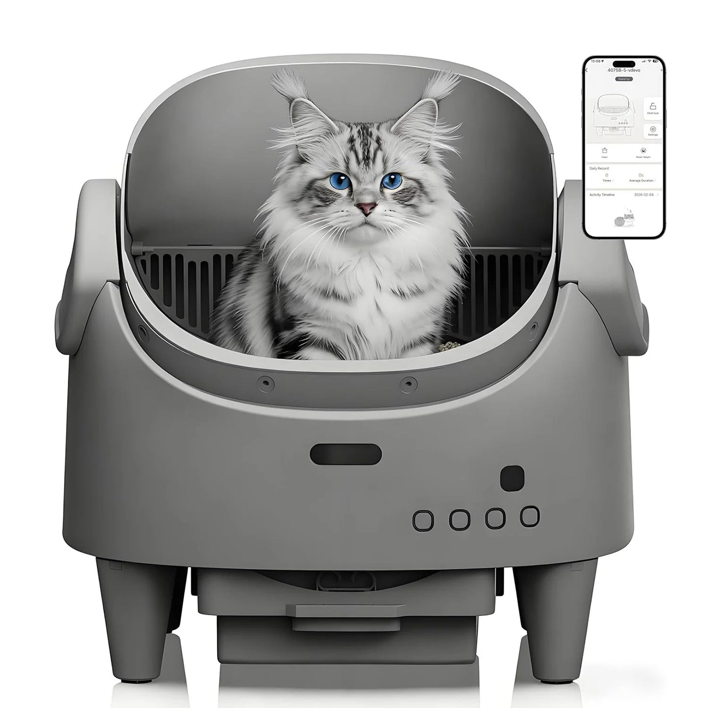 Smart Self-Cleaning Cat Litter Box – App-Controlled Automatic Toilet