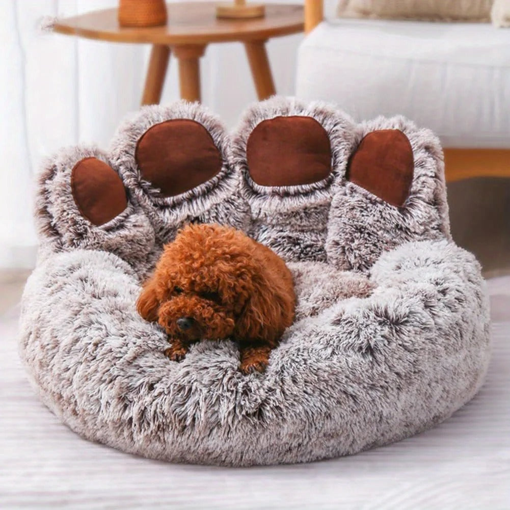 Bear Paw Pet Bed – Soft Fluffy Dog & Cat Sofa Bed