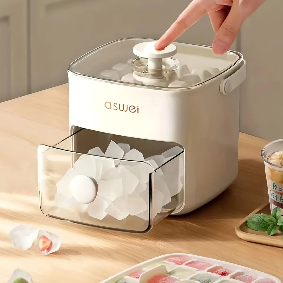 48-Cube Ice Maker with Easy-Press Lid - Double Layer