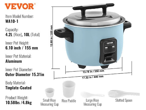SucceBuy Commercial Rice Cooker – 8L/10L/13L, Nonstick Pot & 24H Keep Warm