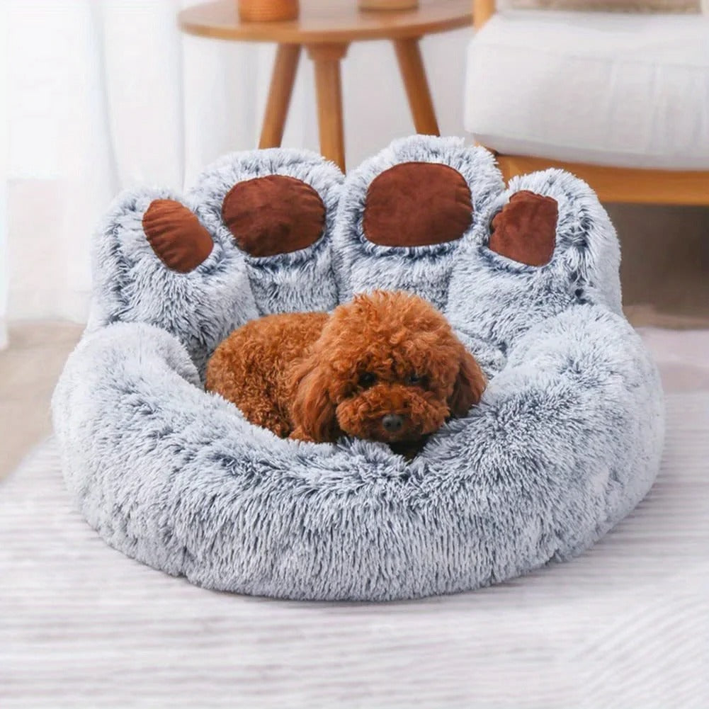 Bear Paw Pet Bed – Soft Fluffy Dog & Cat Sofa Bed