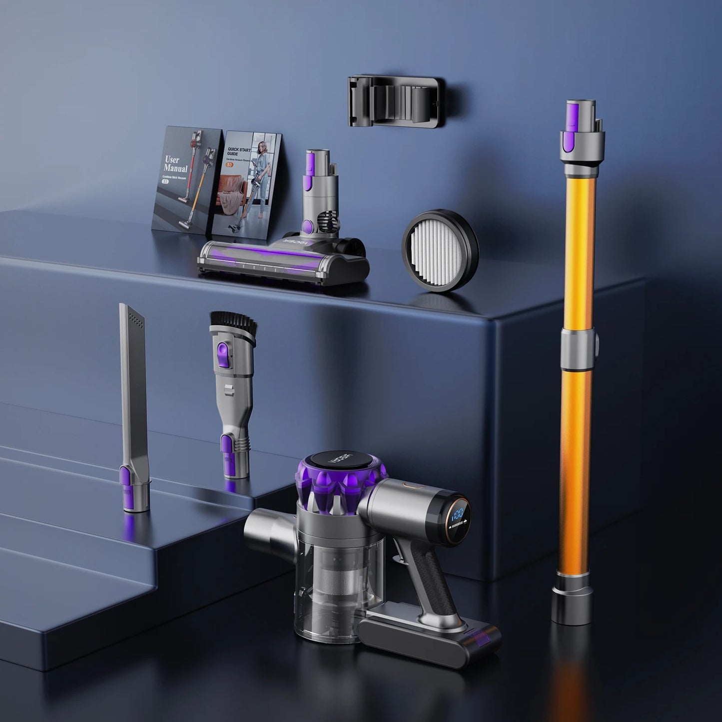 S3P Cordless Stick Vacuum – 40,000Pa Powerful Suction with LED Display