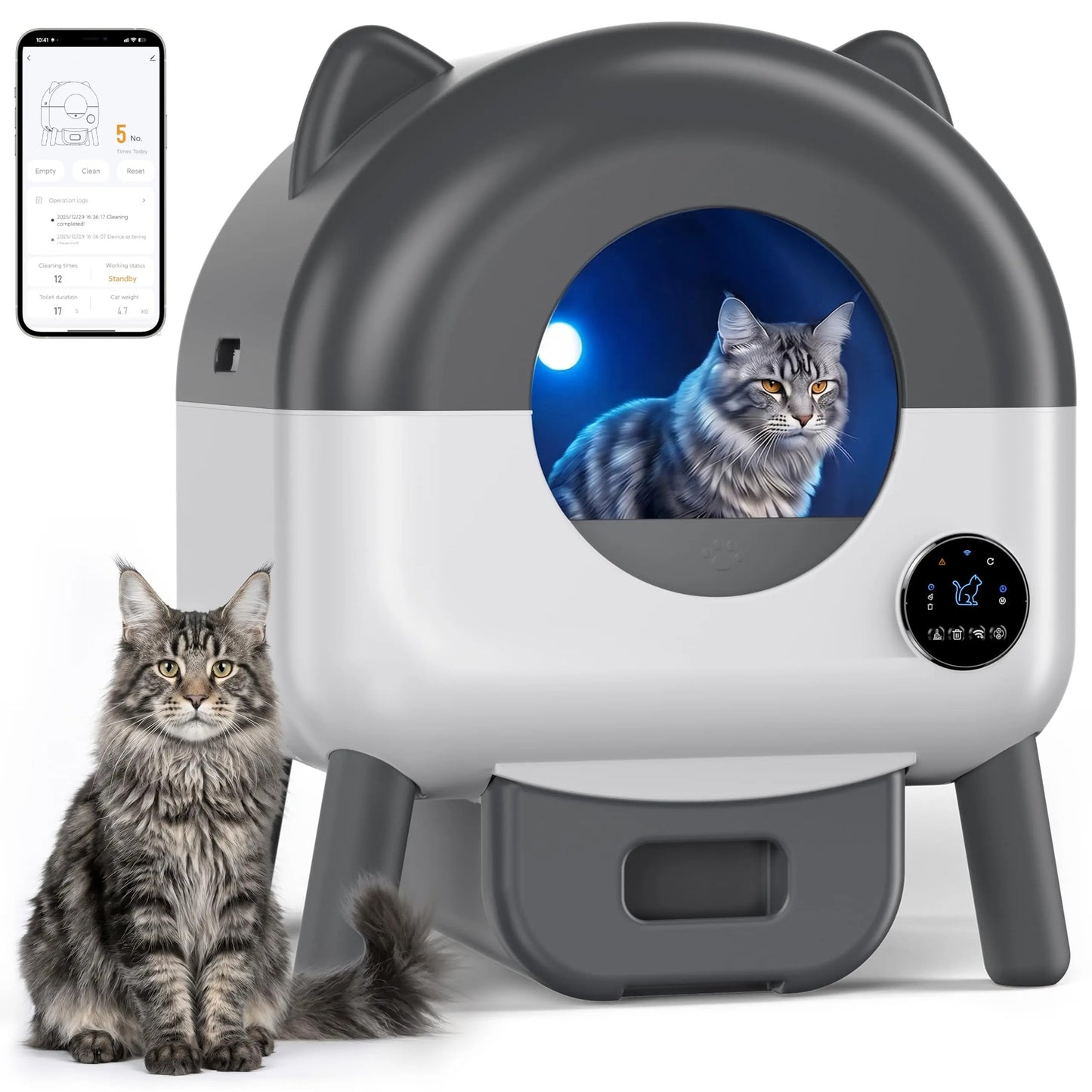 72L Automatic Self-Cleaning Cat Litter Box – App-Controlled, Odor Control