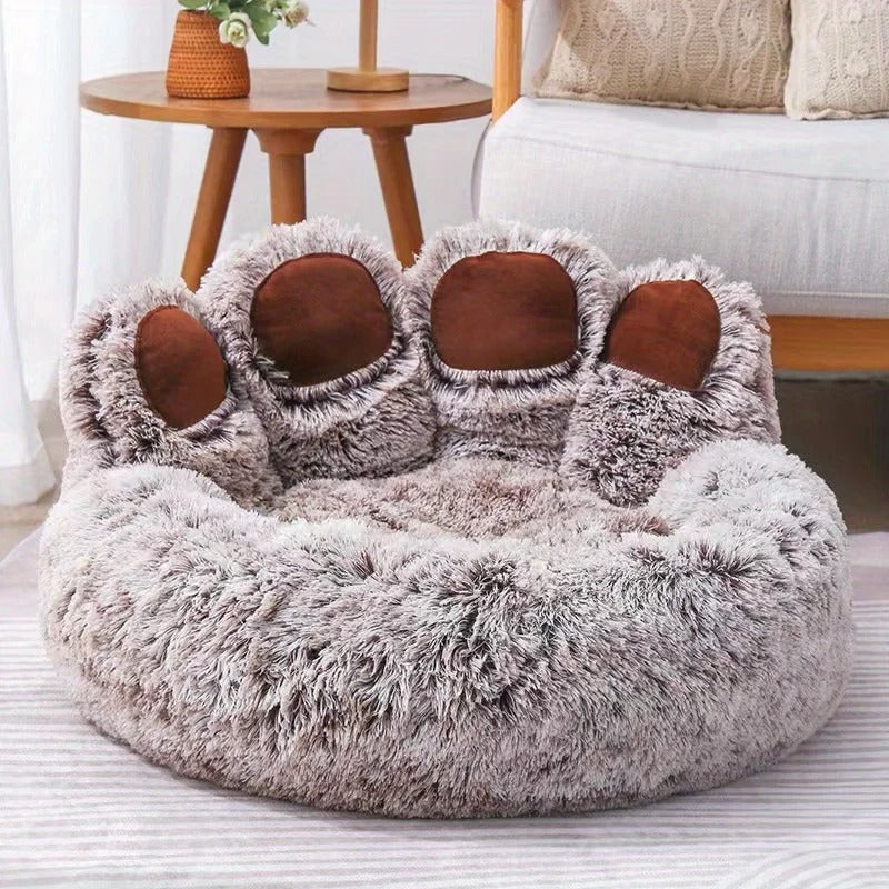 Bear Paw Pet Bed – Soft Fluffy Dog & Cat Sofa Bed