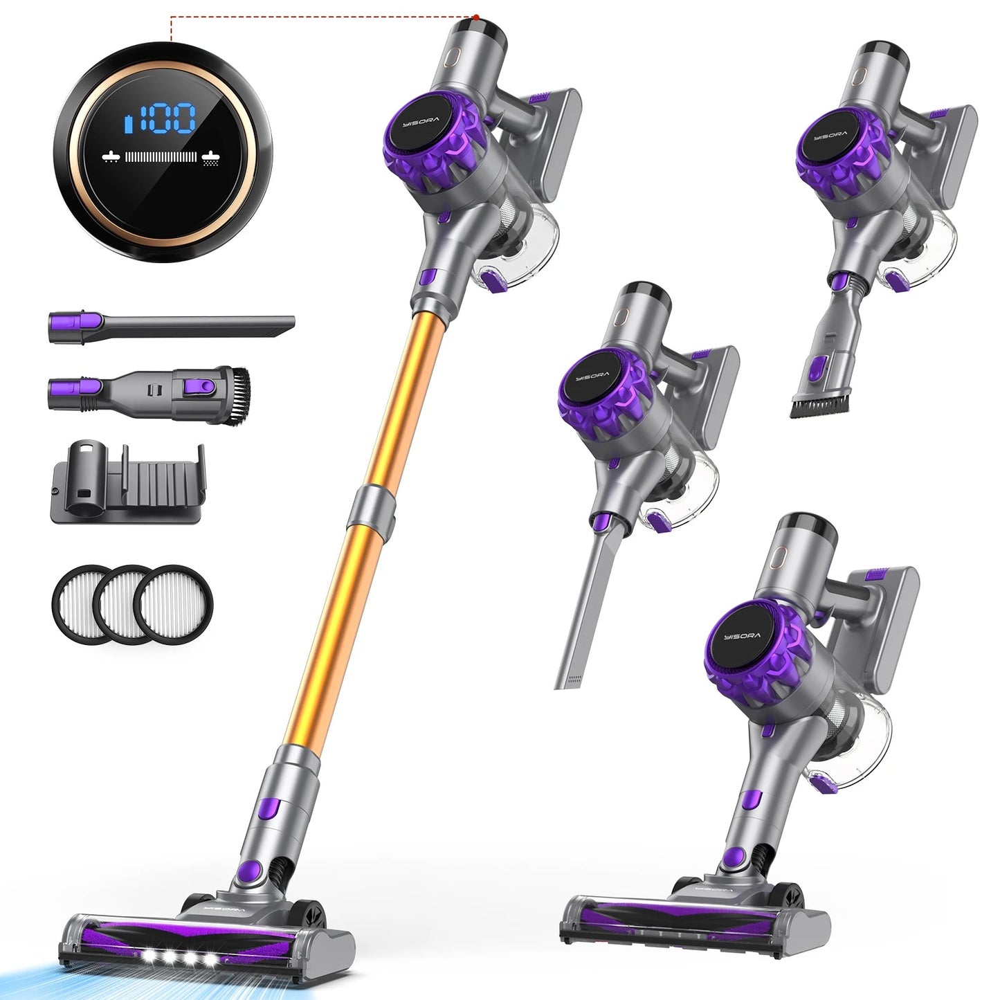S3P Cordless Stick Vacuum – 40,000Pa Powerful Suction with LED Display